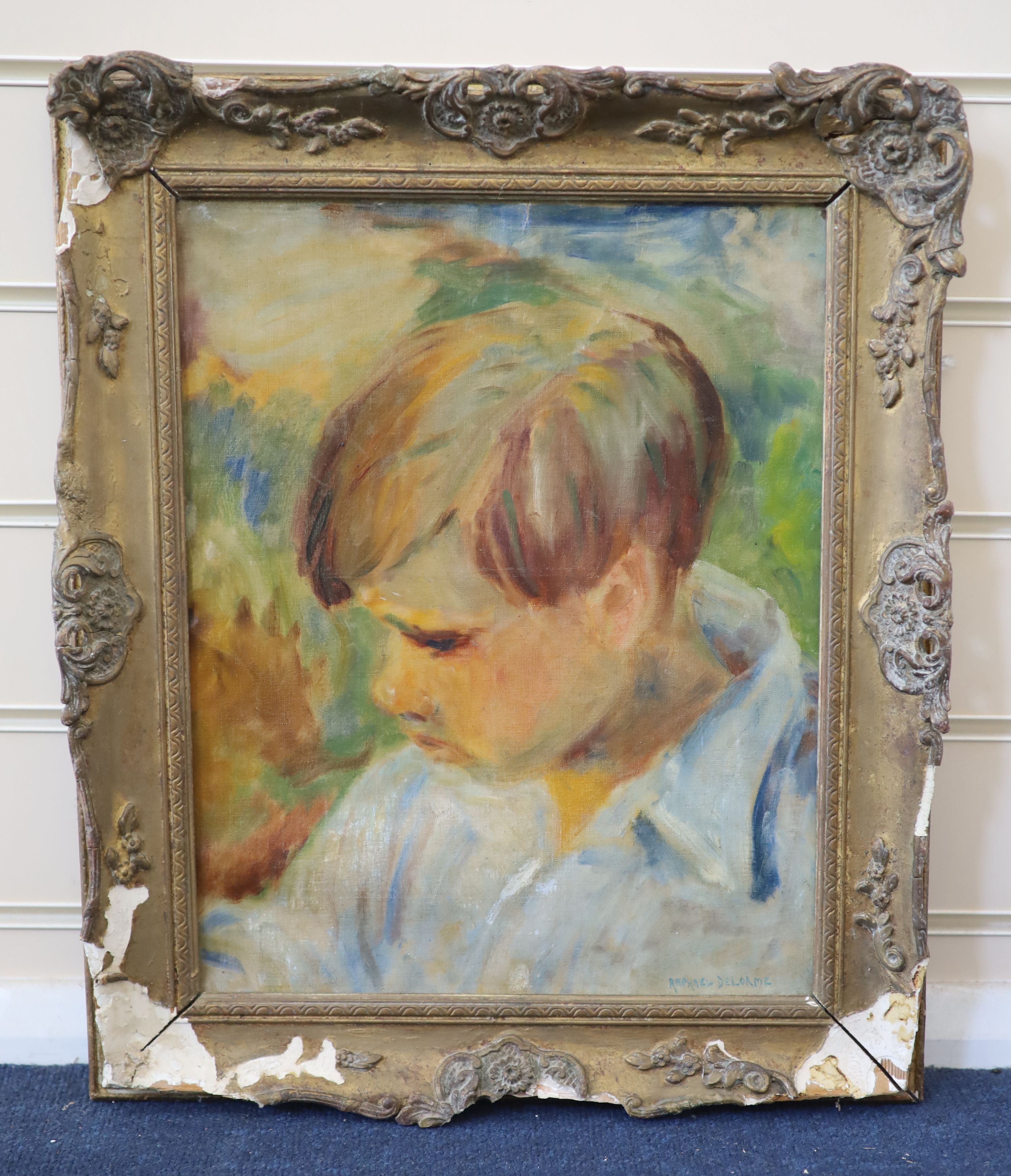 Raphael Delorme (1886-1962), Head study of a boy, Oil on canvas, 37 x 29cm.